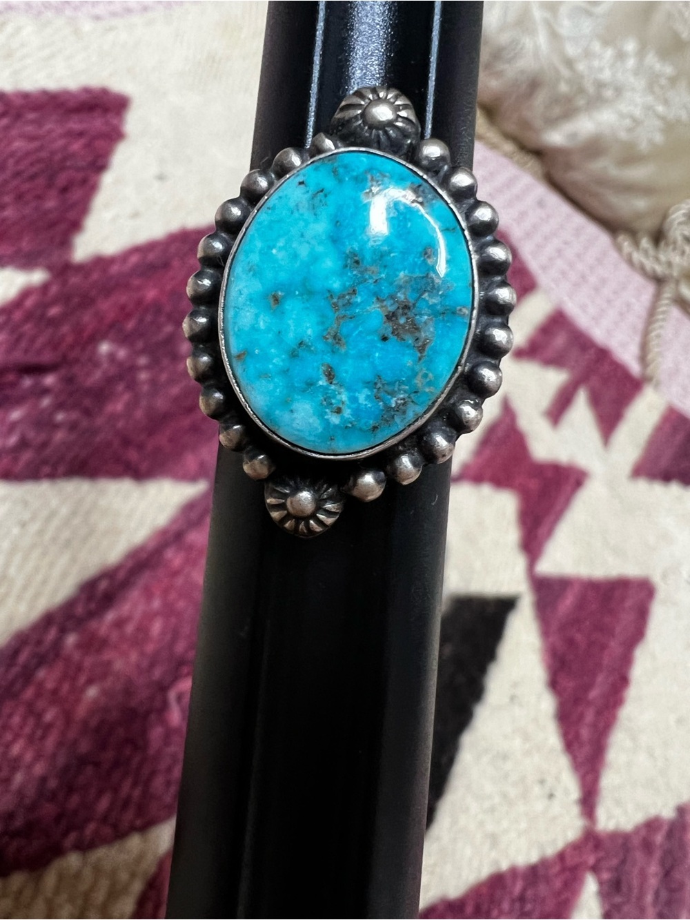 Robert Shakey Navajo Sterling Silver Turquoise Statement Ring Sz 8 - Picture 3 of 10